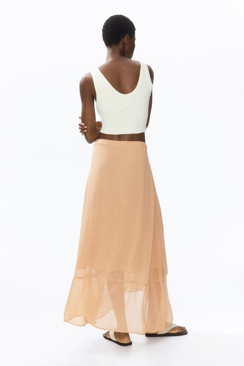 Flounced Wrap Skirt, Alternate, color, Light dusty orange