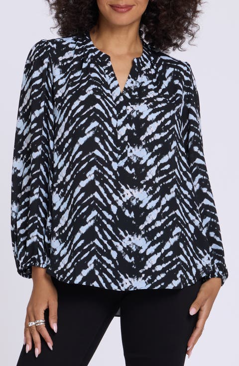 Print Puff Shoulder Top