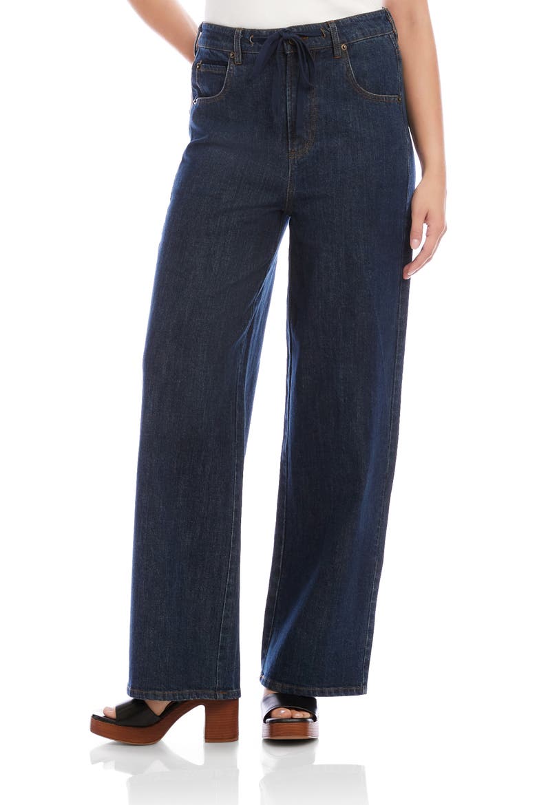 Drawstring Wide Leg Jeans, Main, color, DENIM