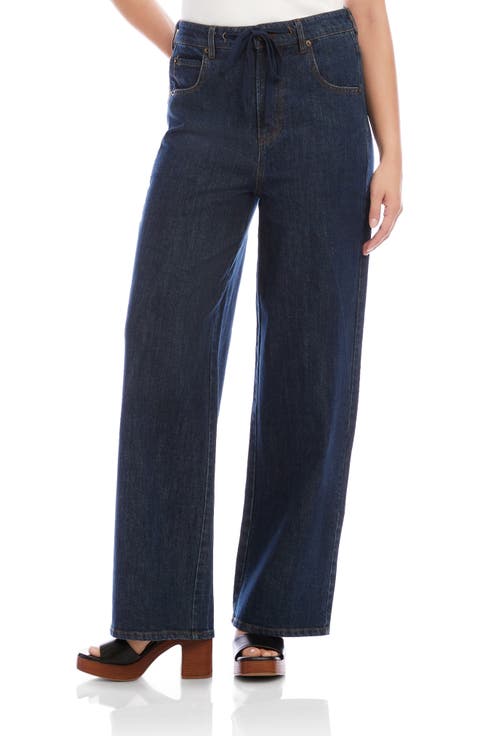 Drawstring Wide Leg Jeans