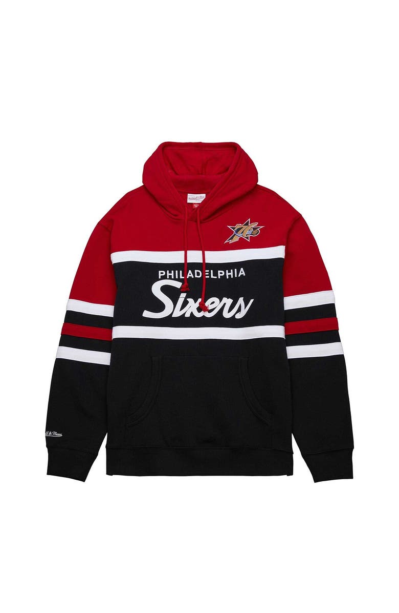 Mitchell & Ness Men's Mitchell & Ness Black/Red Philadelphia 76ers Head Coach Pullover Hoodie, Alternate, color, 
