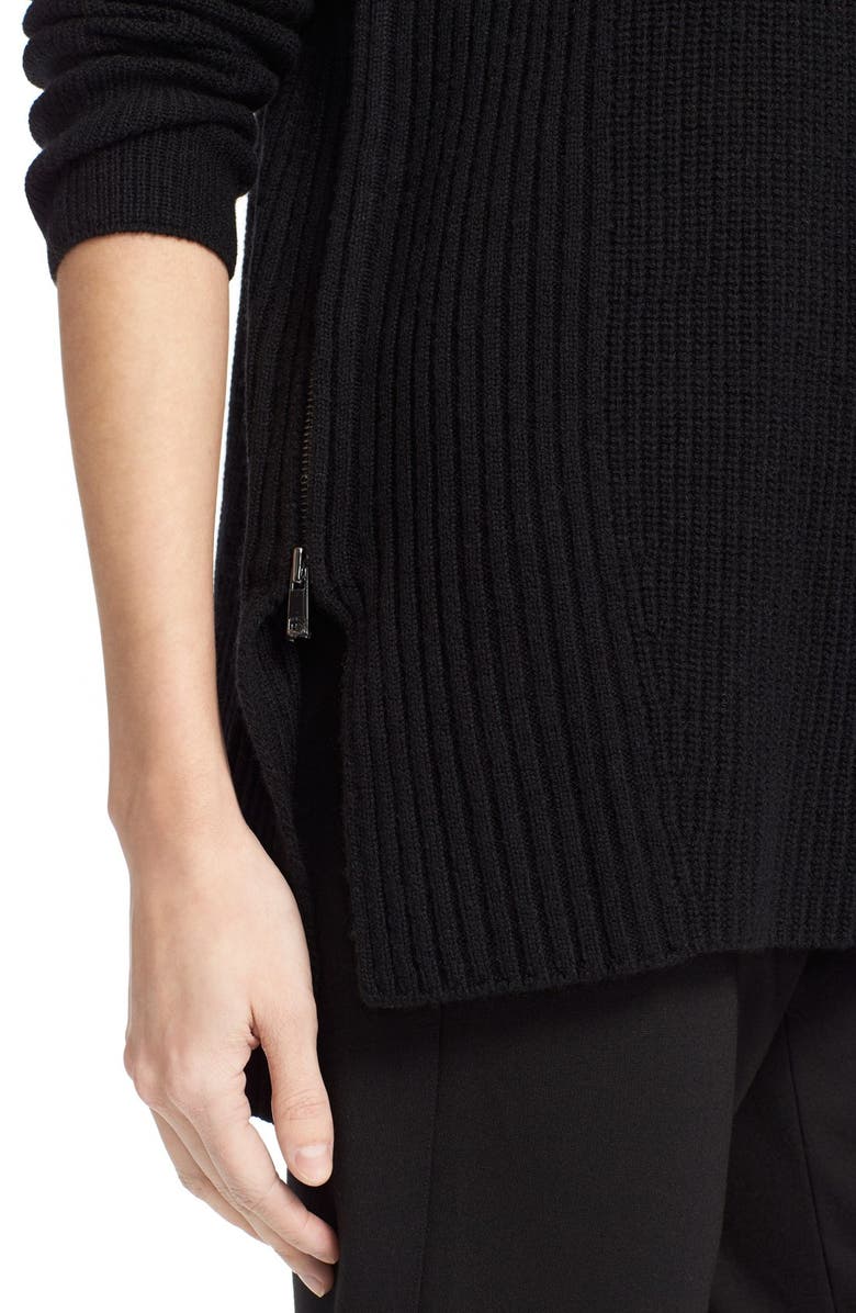 Vince Side Zip Rib Knit Wool & Cashmere Turtleneck, Alternate, color, 