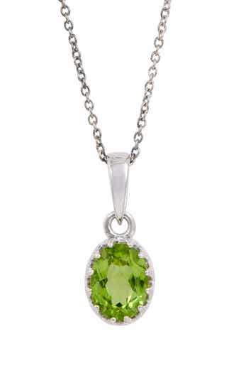 SAVVY CIE JEWELS Rhodium Plated Sterling Silver Semiprecious Stone Pendant Necklace