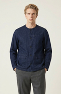 Modenaire Collarless Button Front Utility Pocket Jacket