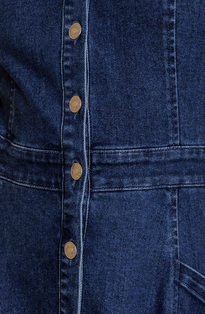 FLYING TOMATO Sleeveless Denim Maxi Shirtdress, Alternate, color, Medium Indigo