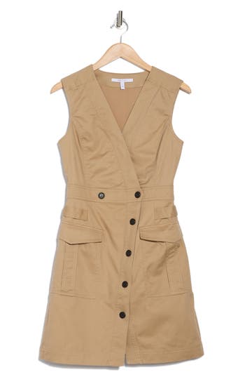 Derek Lam 10 Crosby Elena Sleeveless Utility Dress In Khaki