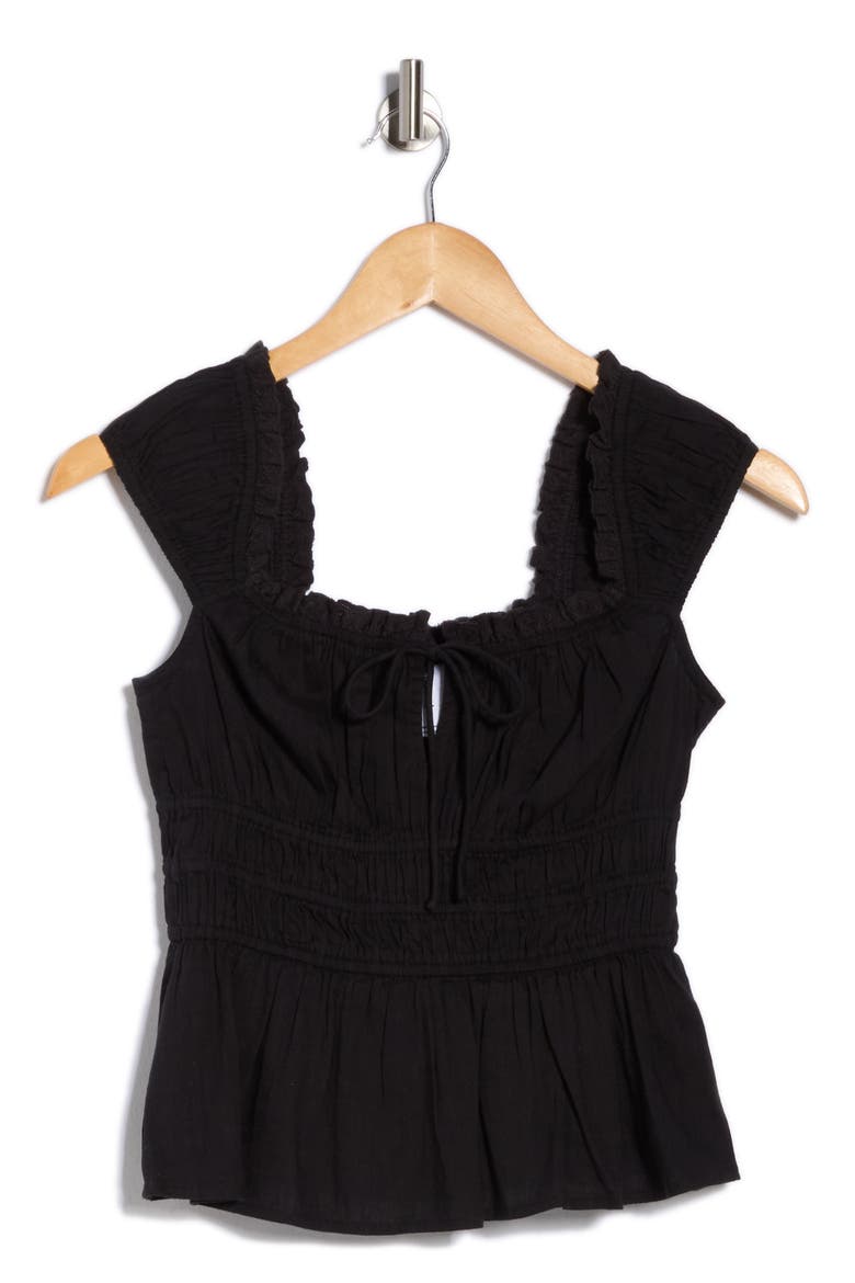 Pretty Peplum Top, Alternate, color, BLACK