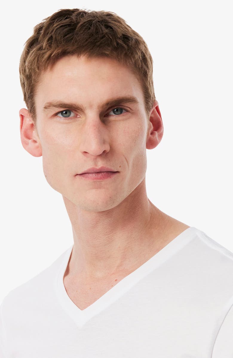 Lacoste 3-Pack Cotton V-Neck T-Shirts, Alternate, color, 001 White