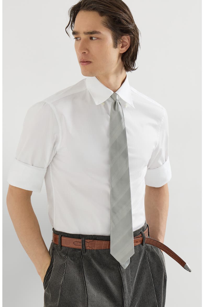 Twill shirt with button-down collar, Alternate, color, White