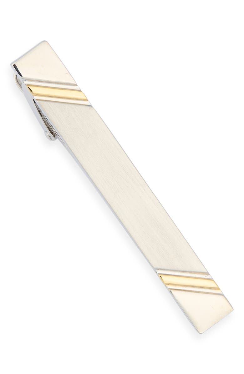 James Michael Two-Tone Stripe Tie Bar, Main, color, Silver/ Gold