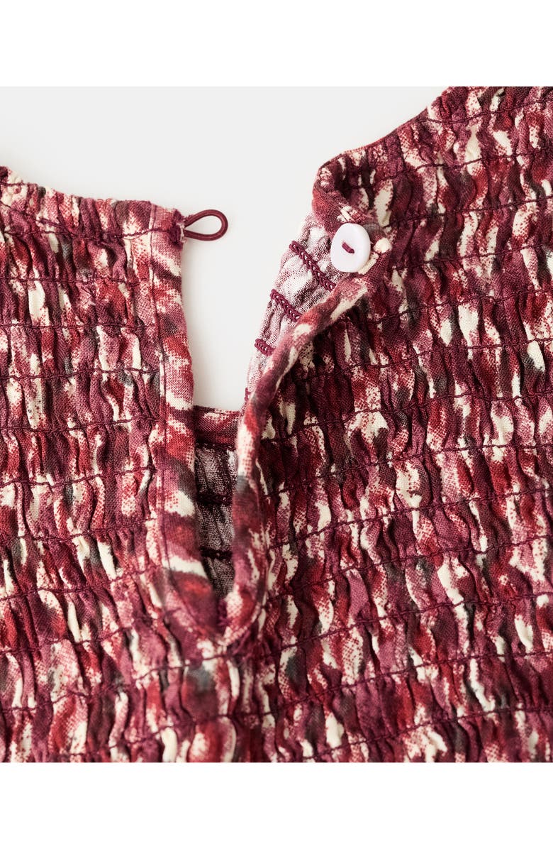 MANGO TEEN Smocked Long Sleeve Dress, Alternate, color, Maroon