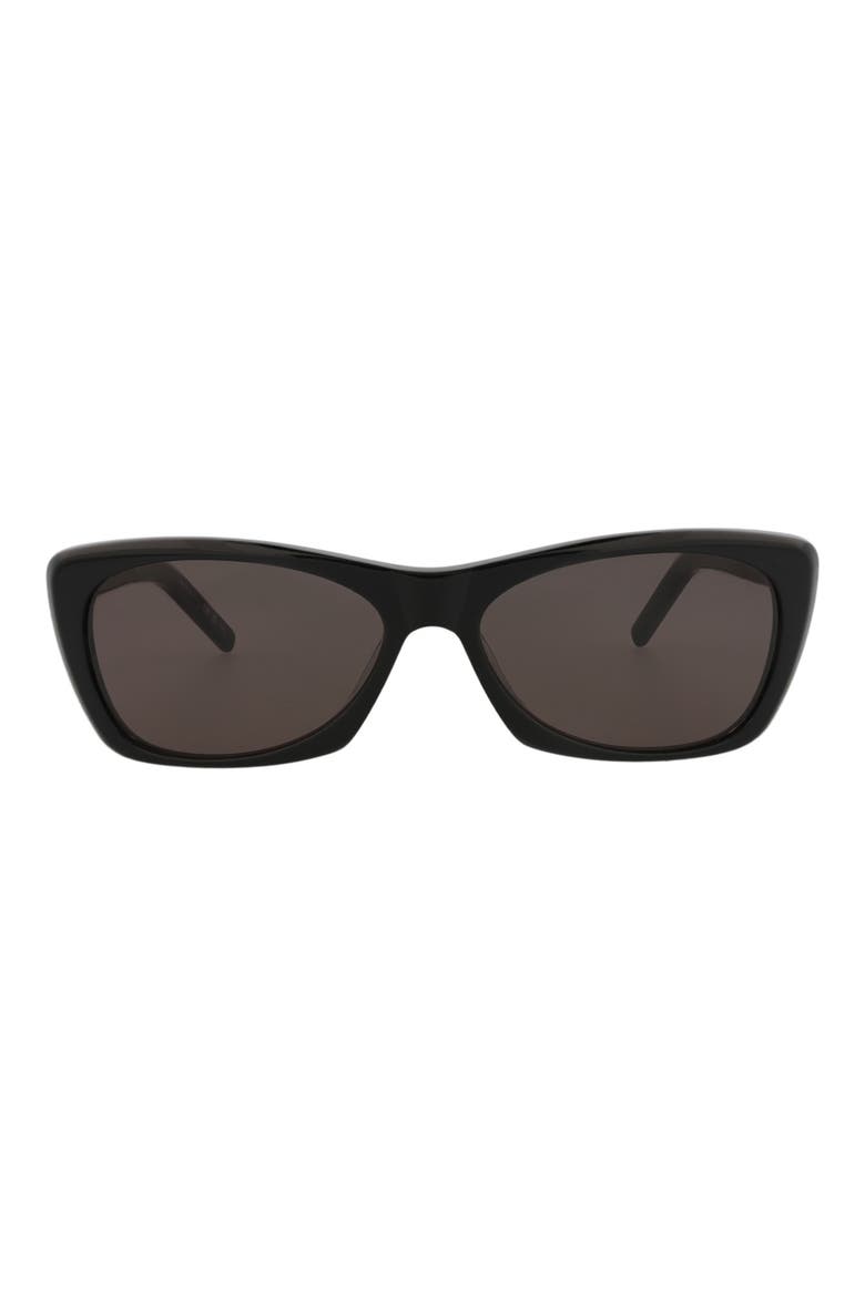 58mm Rectangular Sunglasses, Main, color, BLACK BLACK BLACK