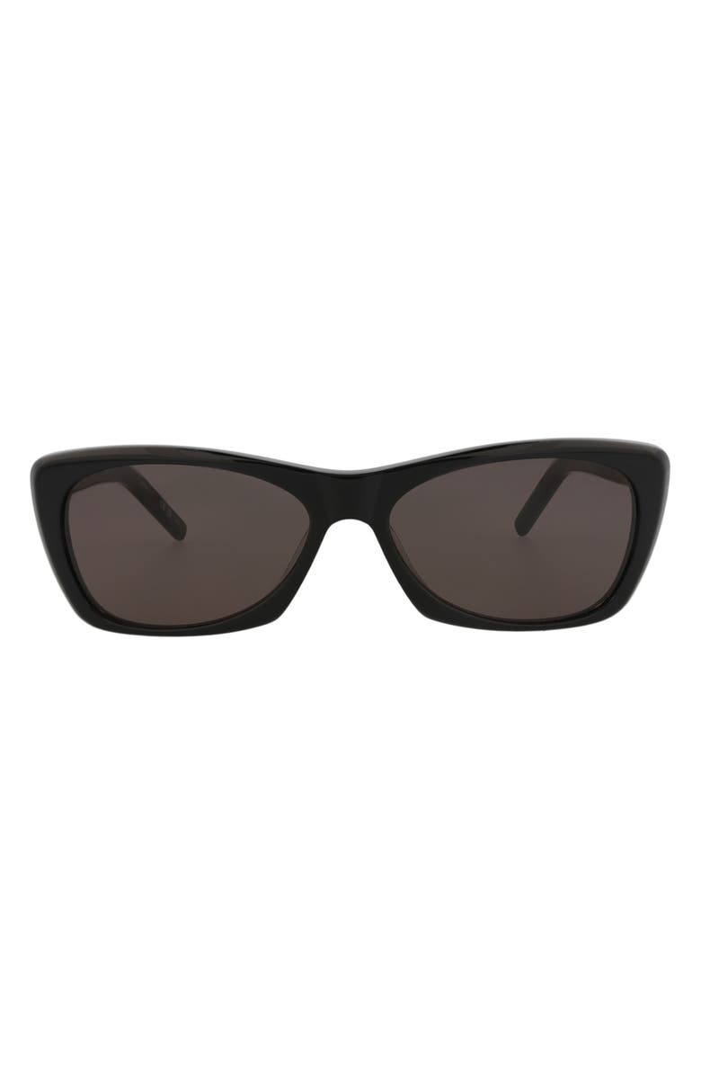 Saint Laurent 58mm Rectangular Sunglasses, Main, color, Black Black Black