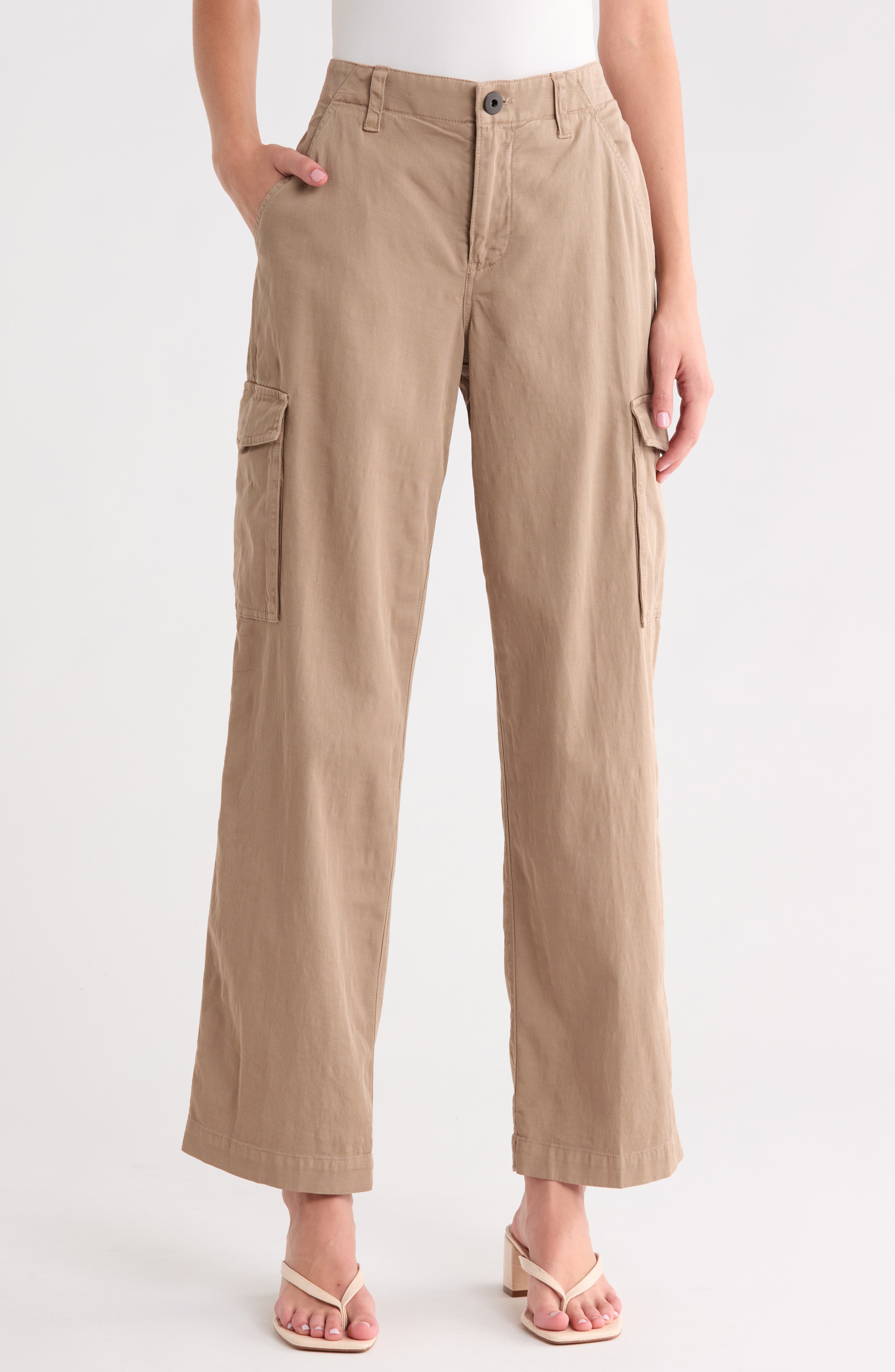 Mixed Media Wide Leg Cargo Pants