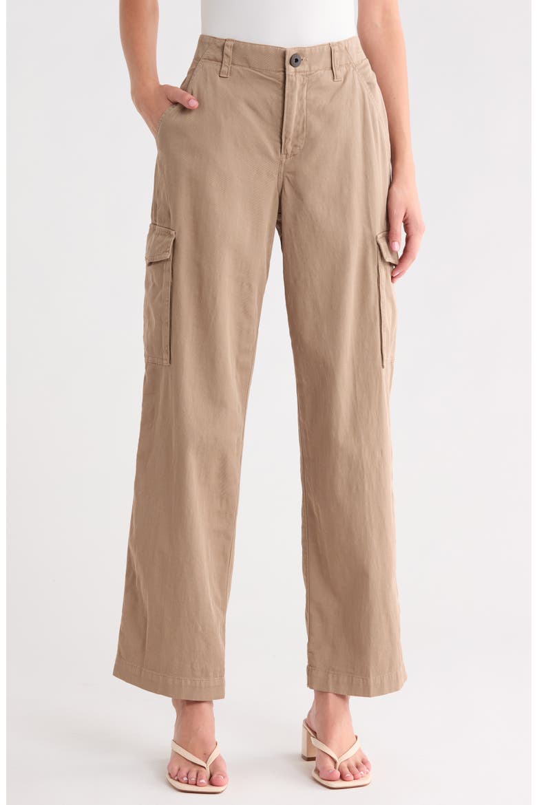 Mixed Media Wide Leg Cargo Pants, Main, color, COFFEE