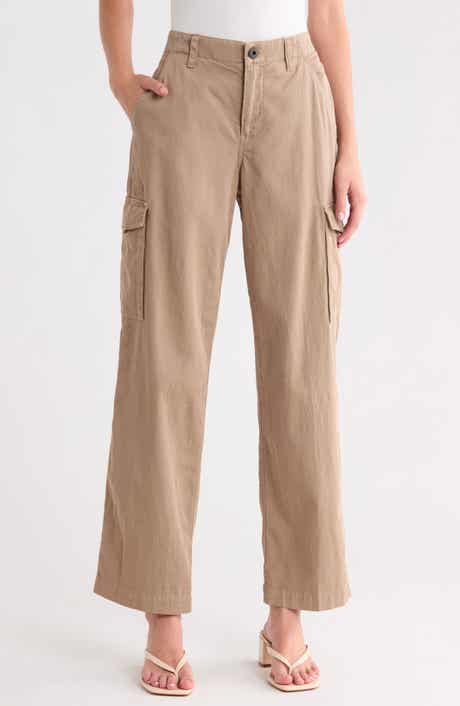 Mixed Media Wide Leg Cargo Pants
