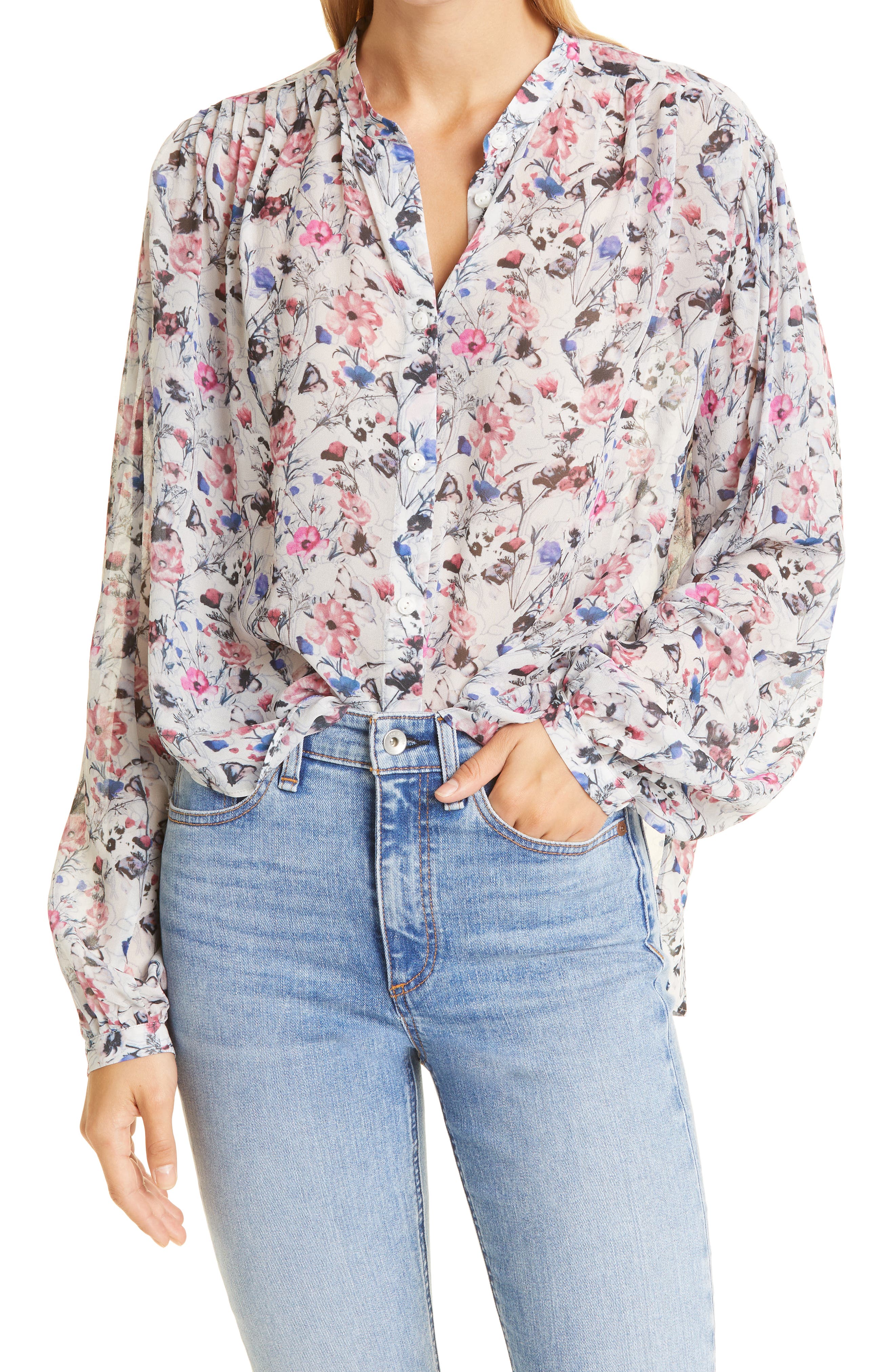 rag & bone Sabrina Floral High-Low Shirt (Women) | Nordstromrack
