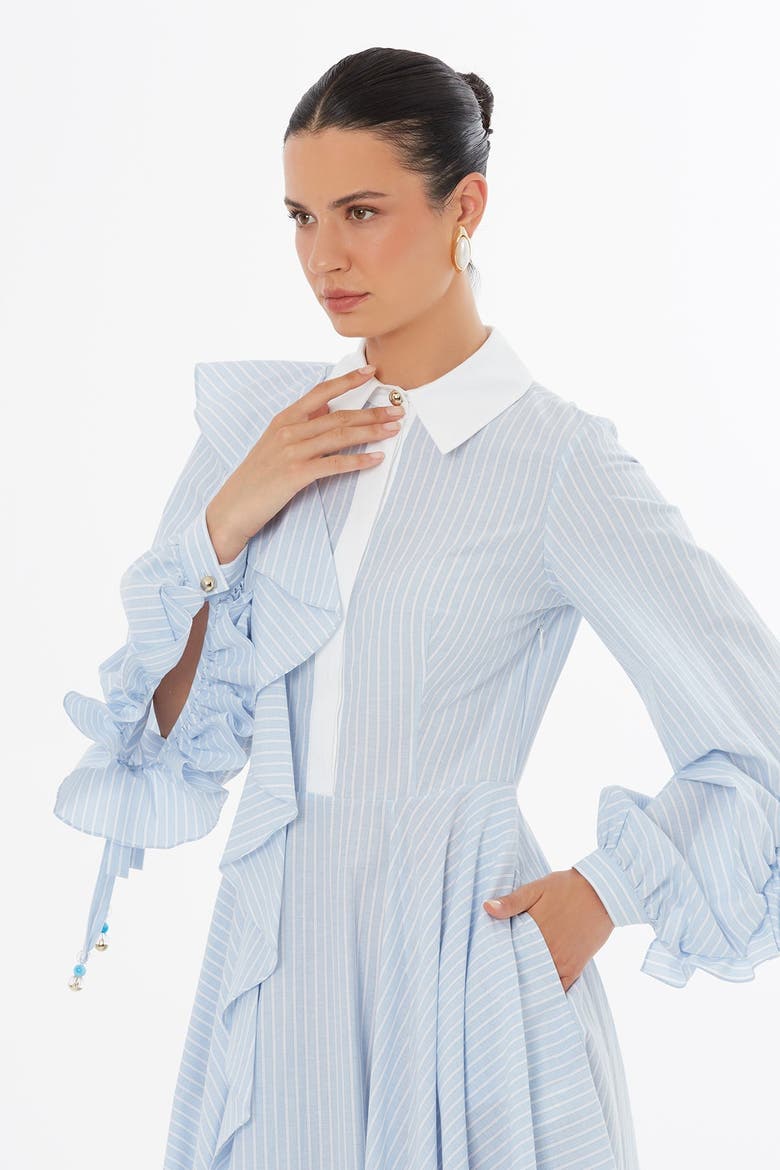 Ruffle Detail Midi Dress, Alternate, color, Baby Blue