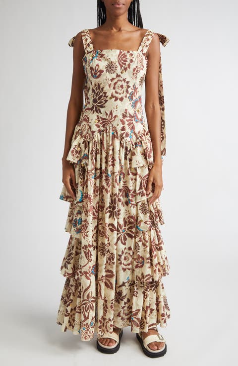 Mindy Floral Tiered Ruffle Maxi Dress