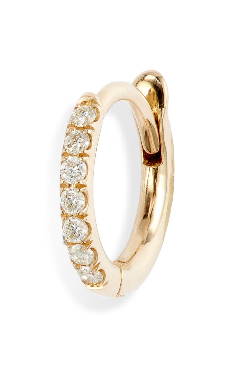 Pavé Diamond Huggie Hoop Earring, Main, color, YELLOW GOLD/ DIAMOND