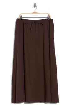 Leith Drawstring Waist Cotton Poplin Maxi Skirt