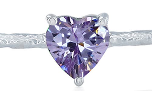 Simona Birthstone Cubic Zirconia Heart Open Cuff Bracelet In Purple