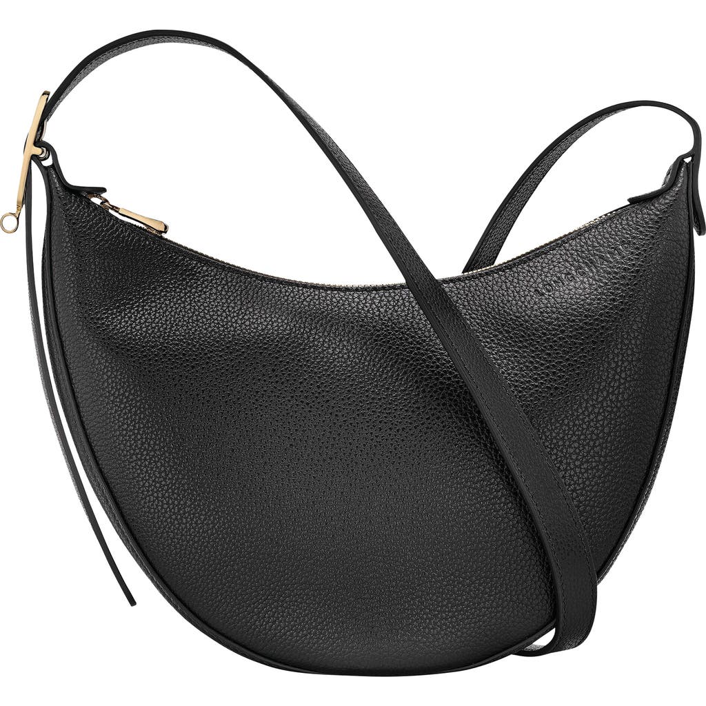 Longchamp Le Foulonne Small Leather Crossbody Bag In Black