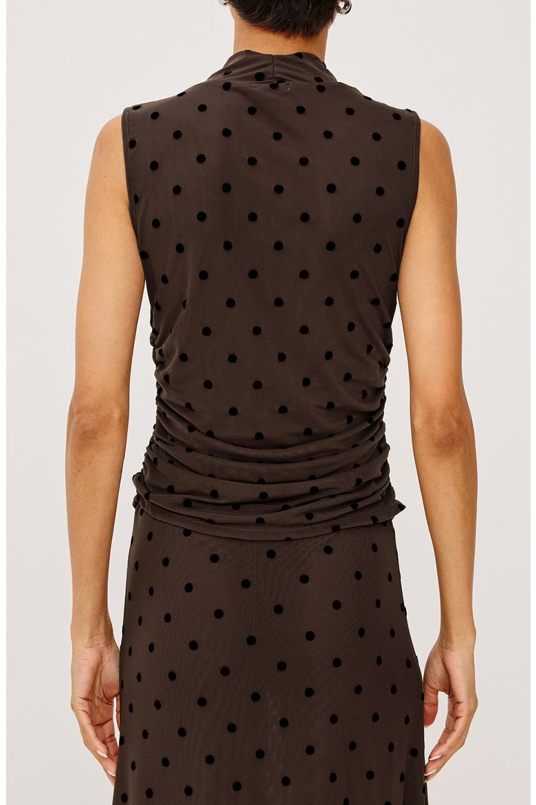 Lauris Polka Dot Mesh Sleeveless Top, Alternate, color, CHOCOLATE POLKA DOT