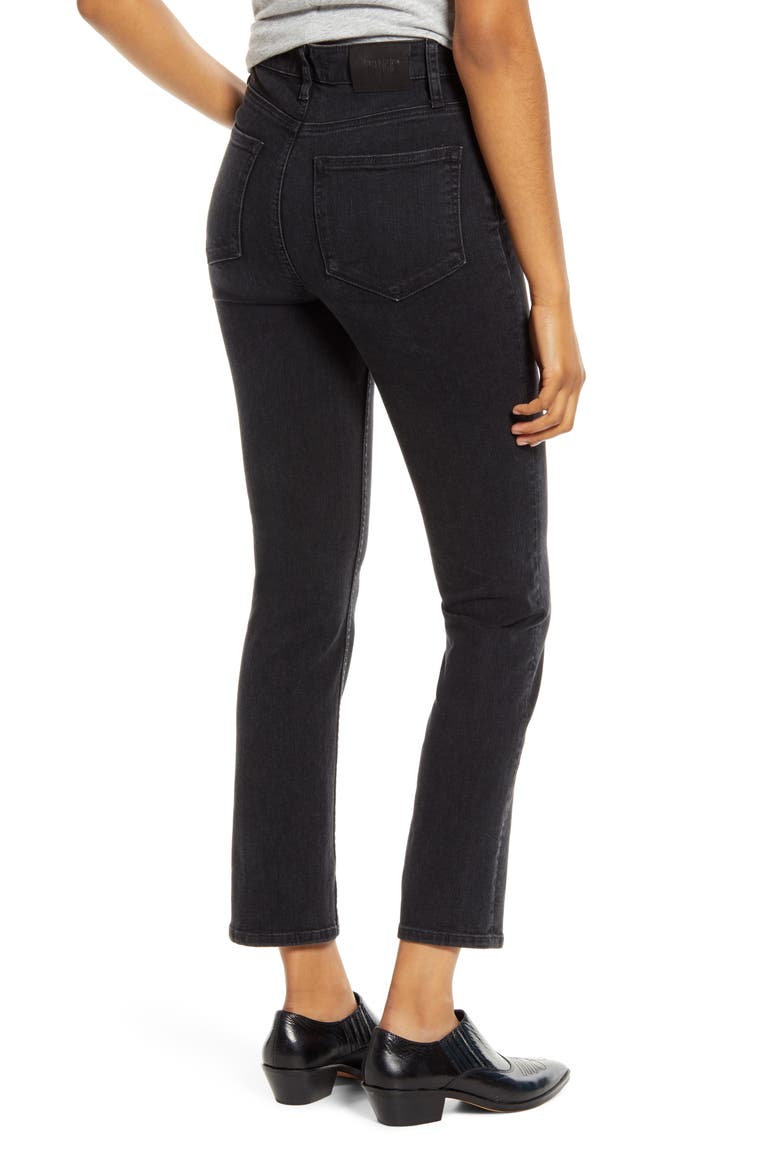 Sarah High Waist Slim Straight Leg Jeans, Alternate, color, BLKWILLOW