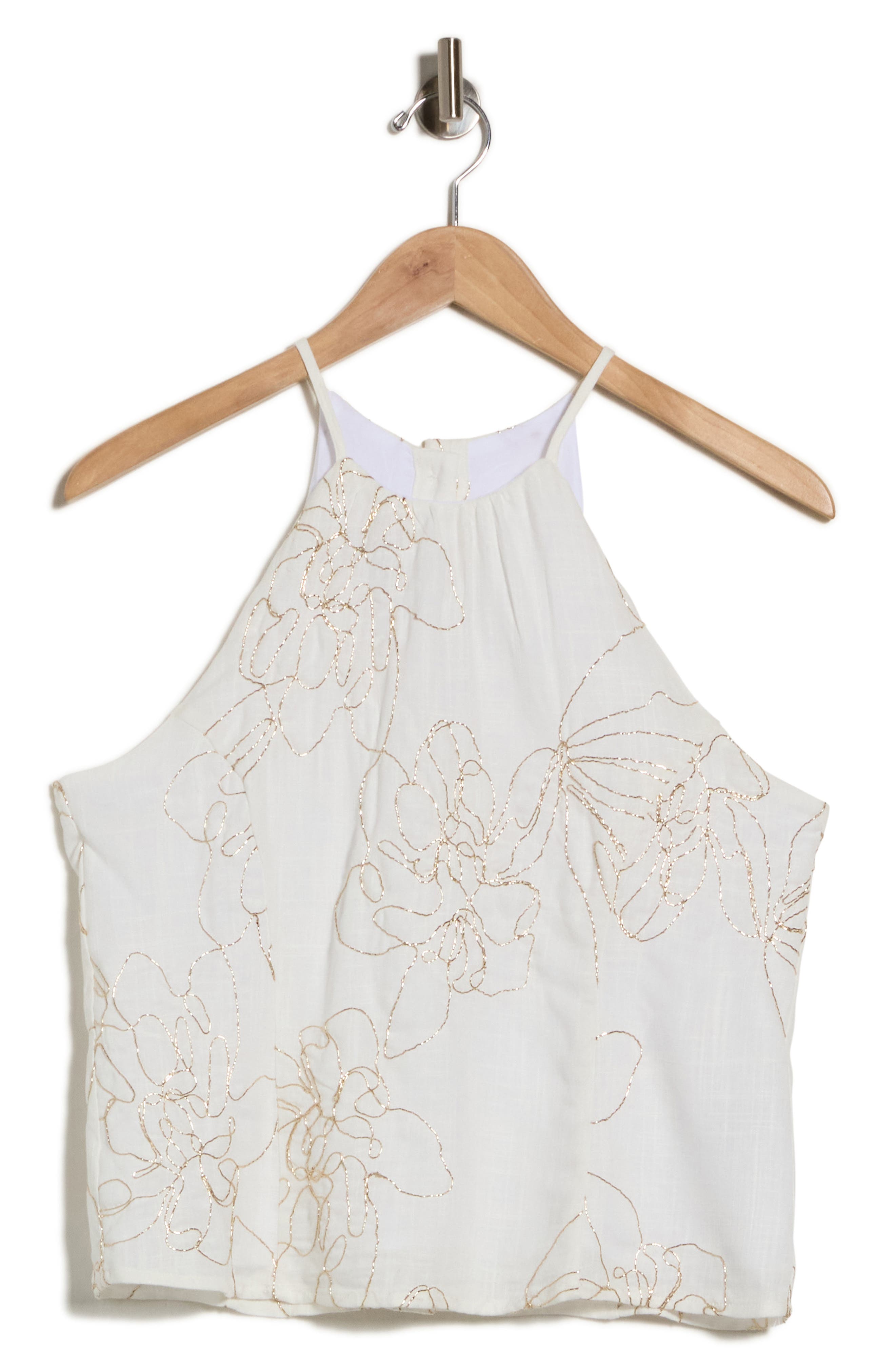 Metallic Embroidered Halter Tank