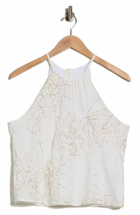 Metallic Embroidered Halter Tank