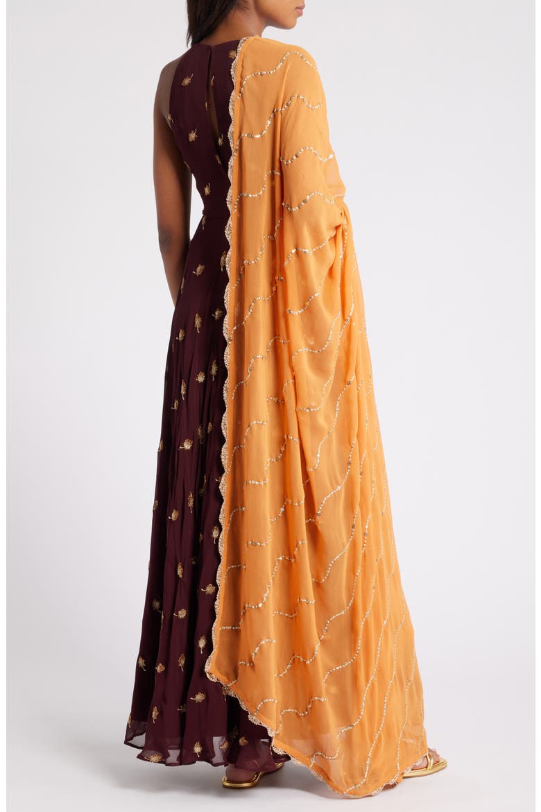 Nila Anarkali with Dupatta, Alternate, color, BURGUNDY