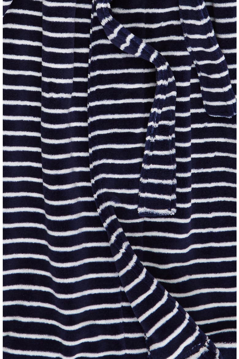 Hooded Plush Robe, Alternate, color, NAVY PEACOAT- IVORY STRIPE