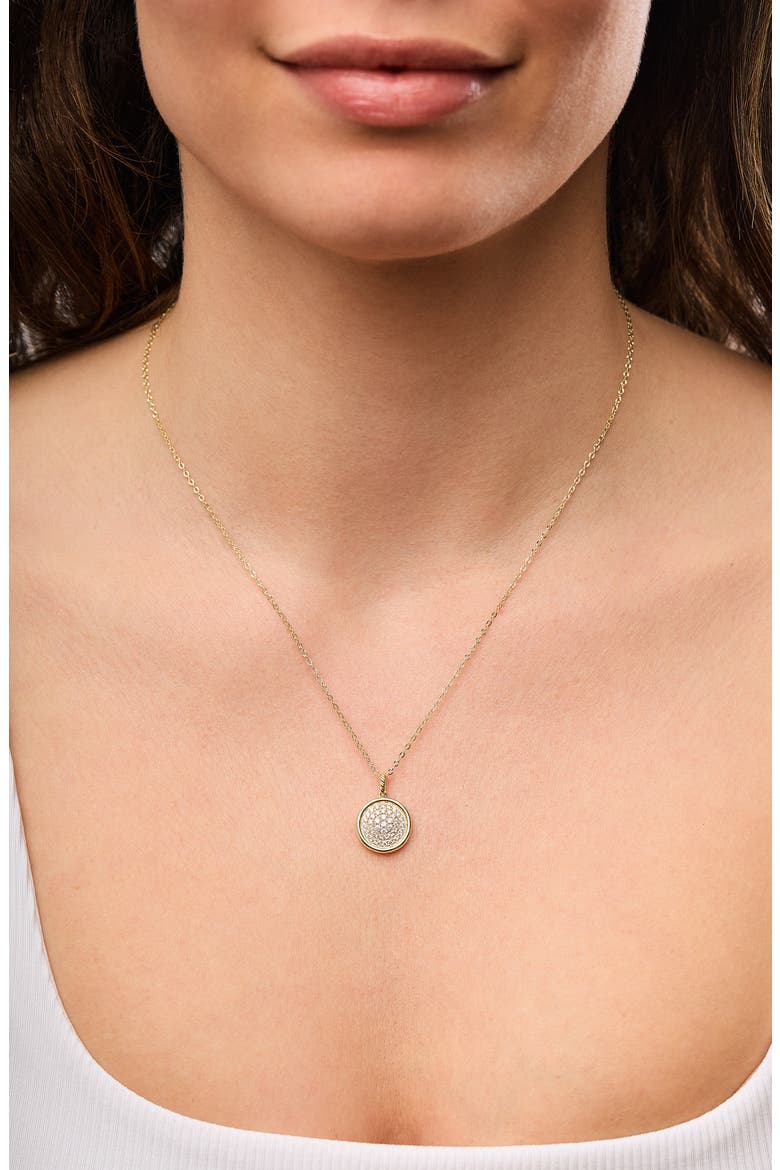 18K Gold Diamond Small Circle Pendant Necklace, Alternate, color, 18K YELLOW GOLD/ DIAMOND