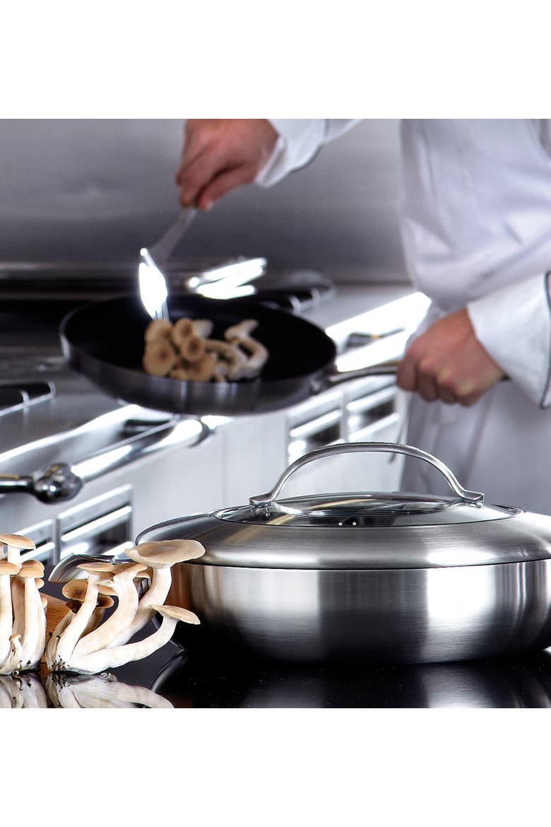 CTX 12.75 Inch Nonstick Chef's Pan, 5.25 Quart, Stainless Steel, Alternate, color, Silver