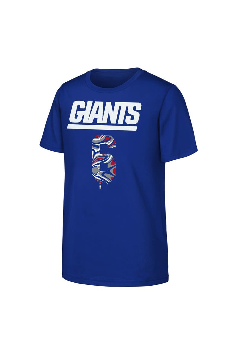 Youth Outerstuff Jaxson Dart Royal New York Giants Drip Player Name & Number Mainliner T-Shirt, Alternate, color, Royal