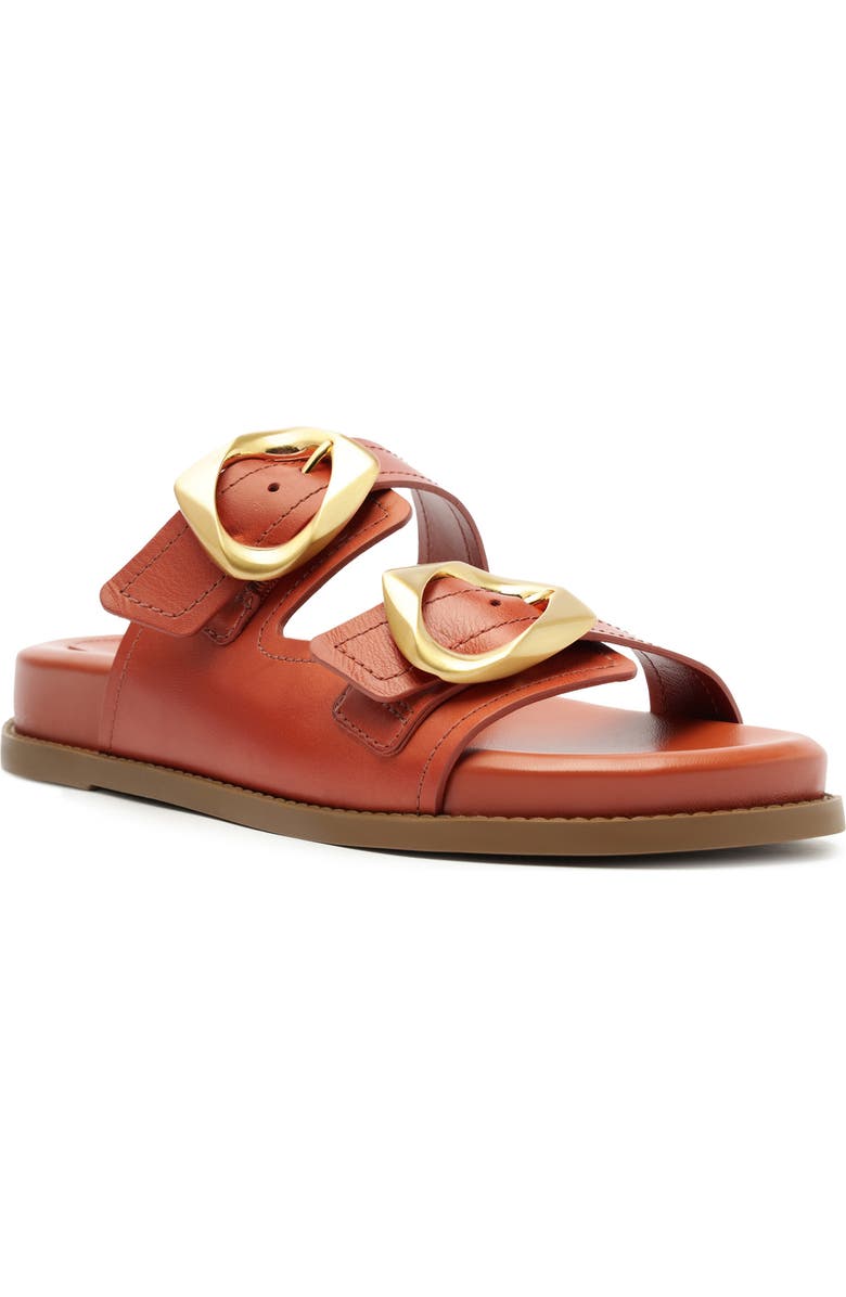 Schutz Olga Buckle Sporty Slide Sandal, Main, color, Sunset Ochre