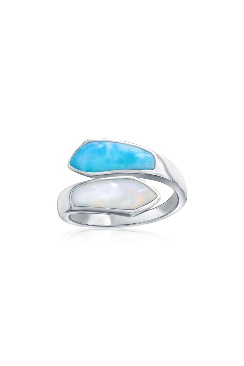 Larimar & Mother-of-Pearl Bypass Ring, Main, color, BLUE/ WHITE