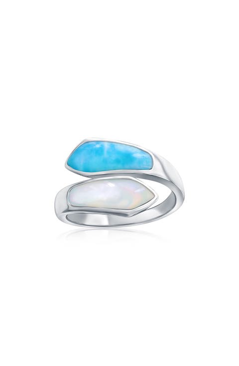 Larimar & Mother-of-Pearl Bypass Ring