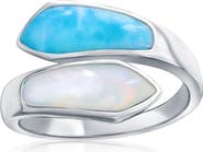 SIMONA Larimar & Mother-of-Pearl Bypass Ring