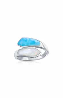 SIMONA Larimar & Mother-of-Pearl Bypass Ring