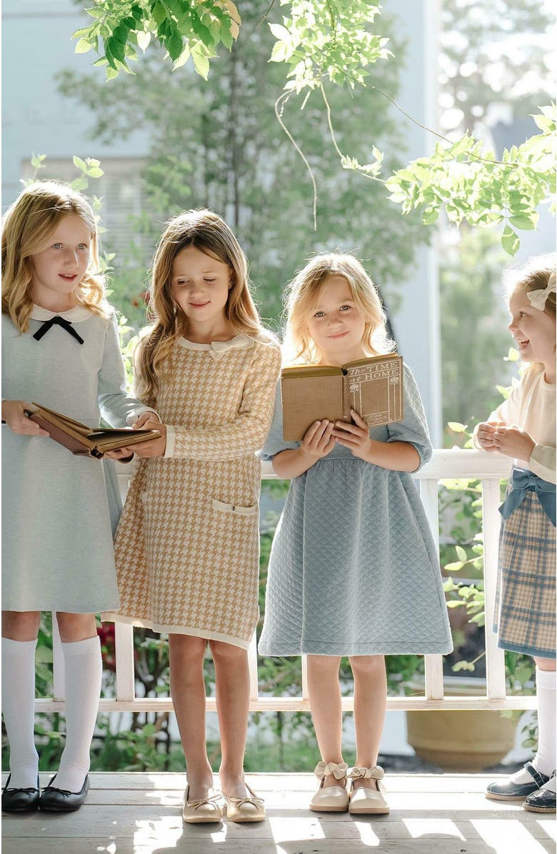 Hope & Henry Girls' Quilted Puff Sleeve Dress, Toddler, Alternate, color, Dusty Blue Quilted