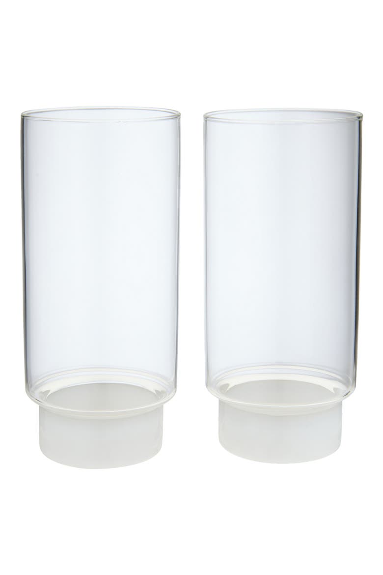 Rye Set of 2 Highball Glasses, Main, color, CLEAR + OPAL WHITE