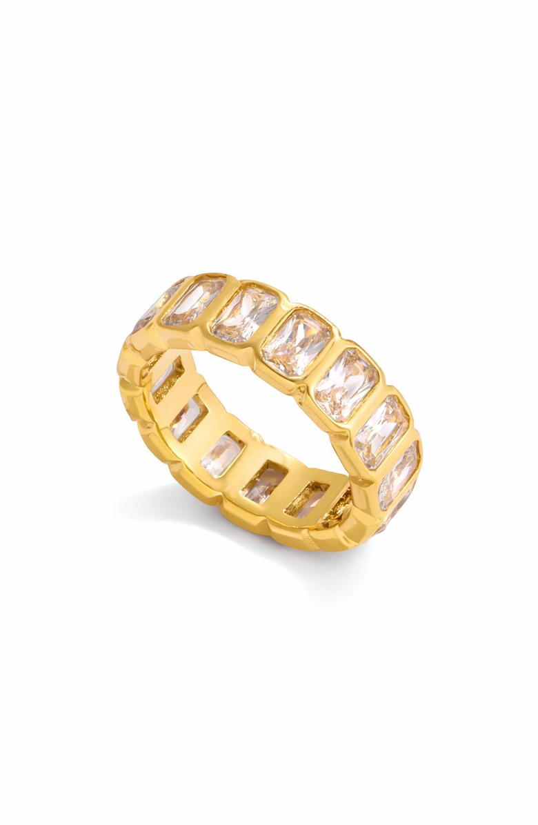 Kellery Rectangular Cubic Zirconia Eternity Ring in Stainless Steel, Main, color, Gold