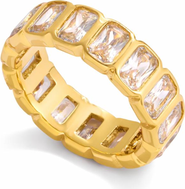 Kellery Rectangular Cubic Zirconia Eternity Ring in Stainless Steel