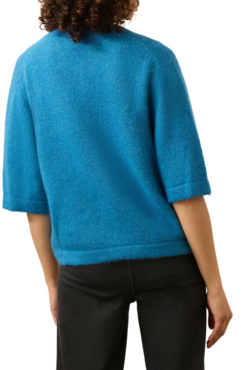 Faherty Apres Elbow Sleeve Alpaca & Pima Cotton Cardigan, Alternate, color, Blue Lights