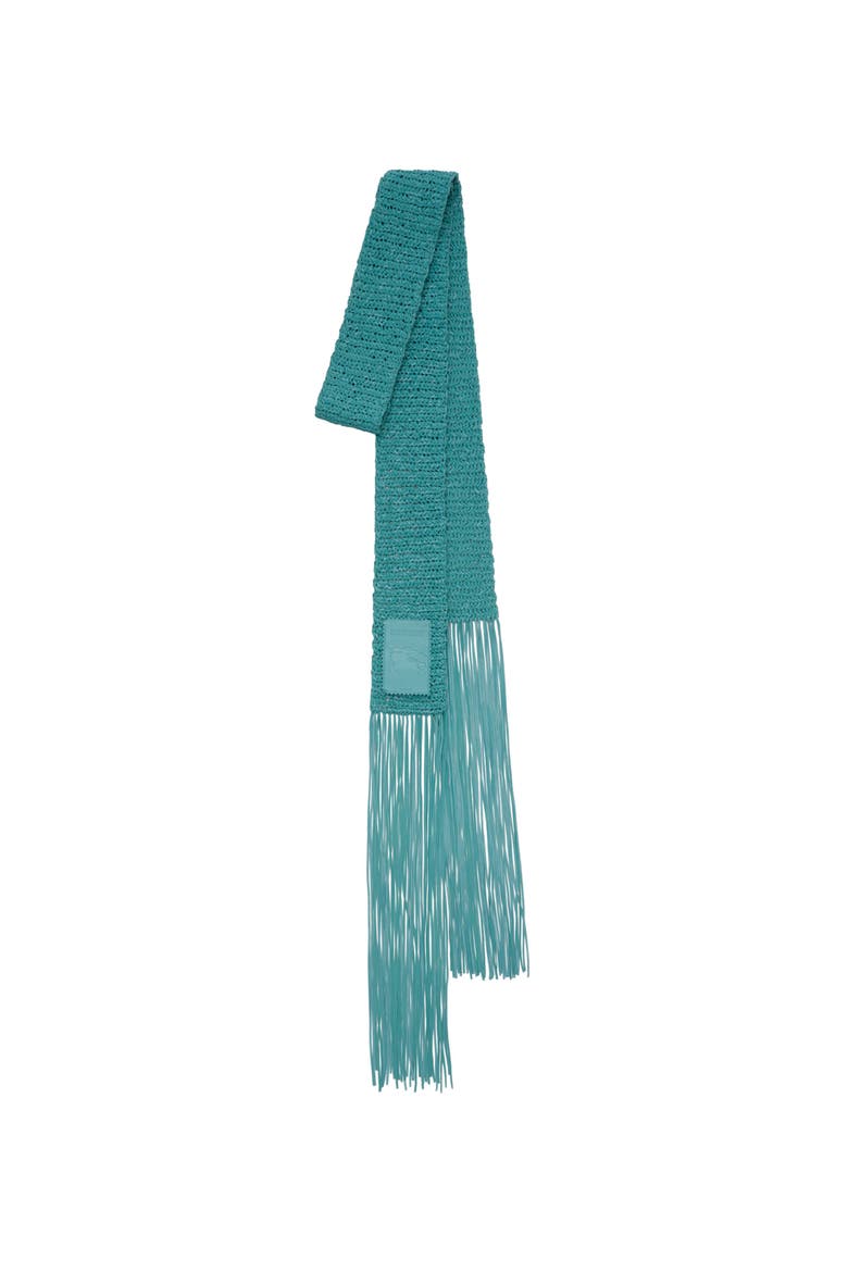 Skinny Crochet Leather Scarf, Main, color, Coastal blue