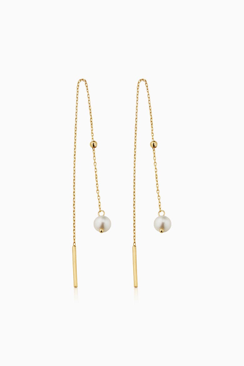 14K Yellow Gold Pearl Girl Threaders, Alternate, color, Yellow Gold