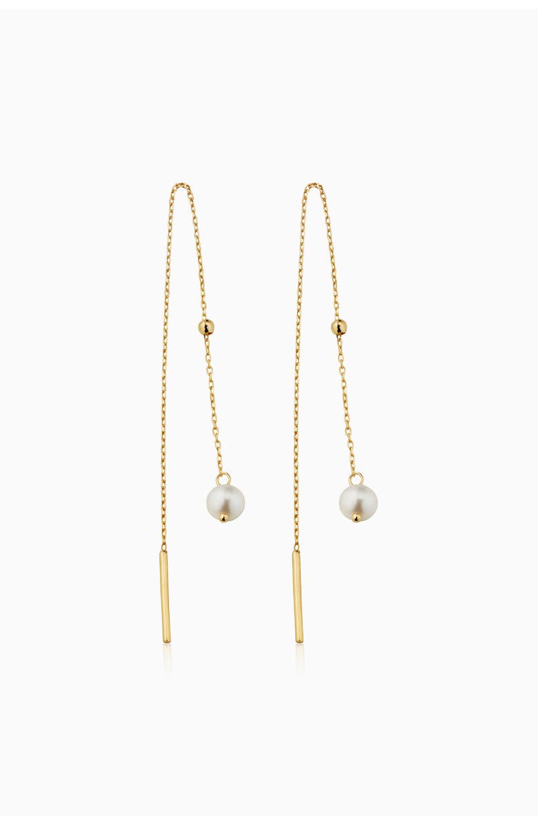 Oradina 14K Yellow Gold Pearl Girl Threaders, Alternate, color, Yellow Gold