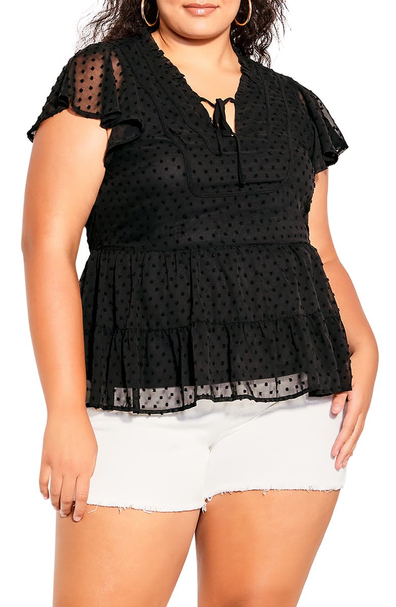 City Chic Cute Dobby Peplum Blouse, Main, color,